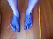 I "blued" my feet with the spray paint on accident. Next time, wear paints and socks at least!