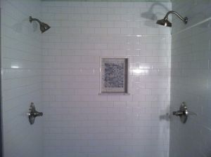 Our first floor shower with opposite shower heads. 